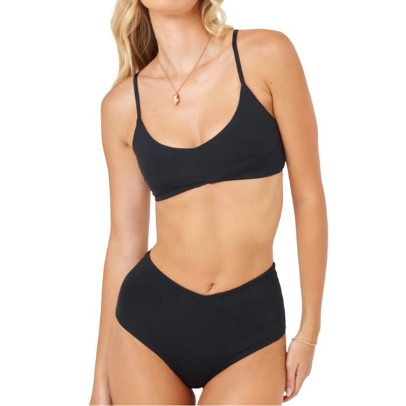 L*Space | High Tide Bikini Bottom, in Black, Size L - Picture 2 of 8